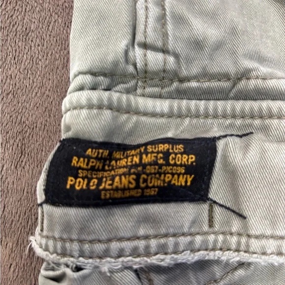 Rare Vintage POLO JEANS COMPANY Military Surplus Cargo Denim Shorts 2000s SZ 32 - Picture 2 of 6